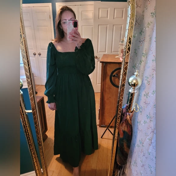 SHEIN Emerald Green Long Sleeve Maxi Dress - Picture 3 of 3
